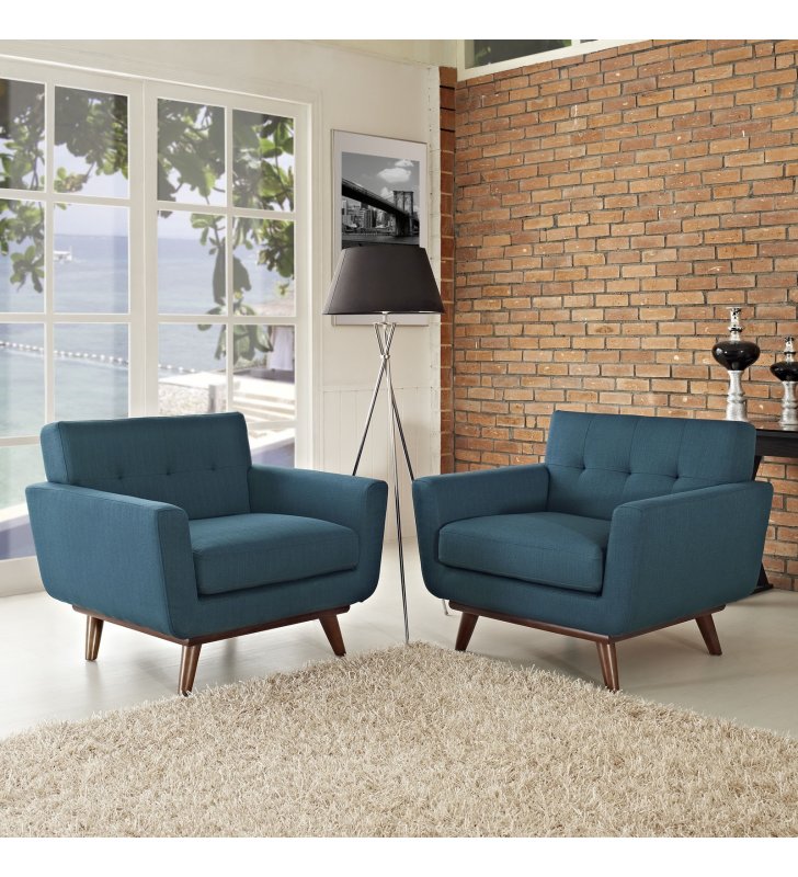 Engage Armchair Wood Set of 2 in Azure - Lexmod