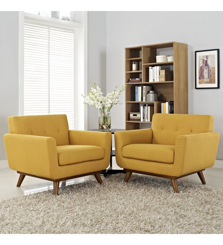 Engage Armchair Wood Set of 2 in Citrus - Lexmod