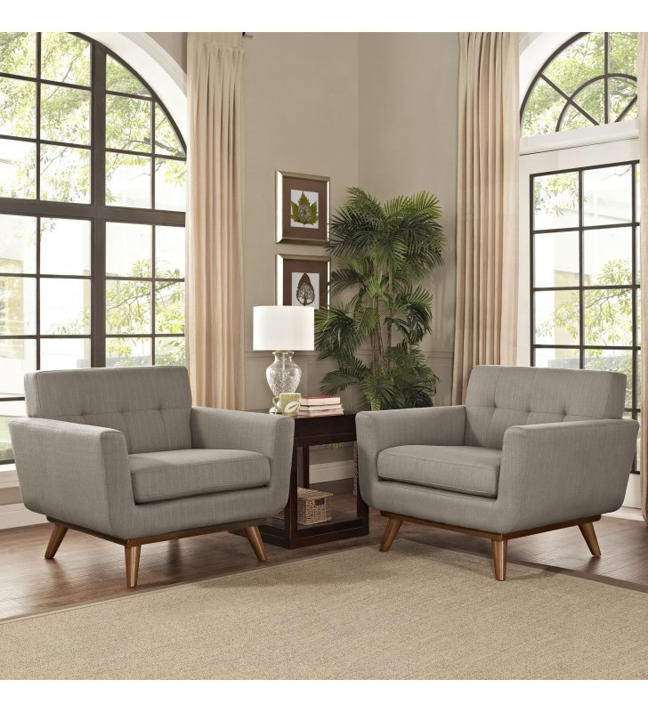 Engage Armchair Wood Set of 2 in Granite - Lexmod