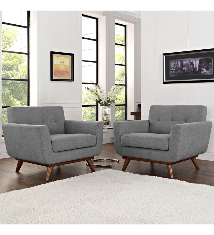 Engage Armchair Wood Set of 2 in Expectation Gray - Lexmod