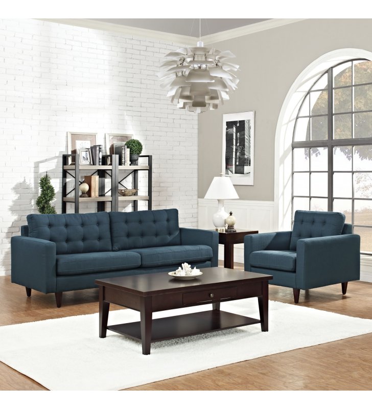 Empress Armchair and Sofa Set of 2 in Azure - Lexmod