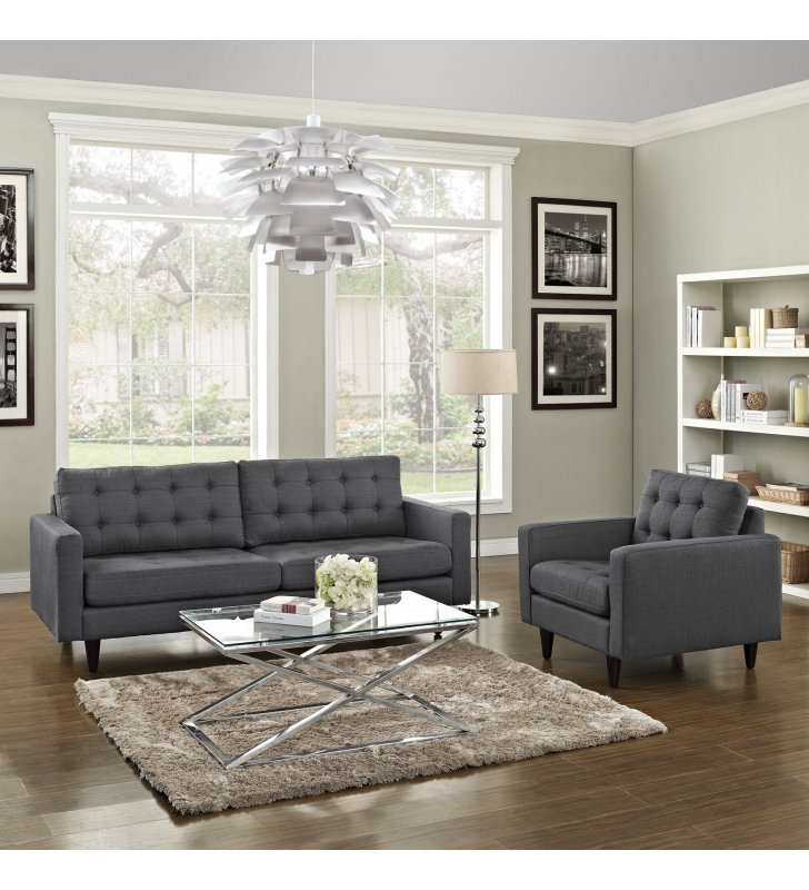 Empress Armchair and Sofa Set of 2 in Gray - Lexmod