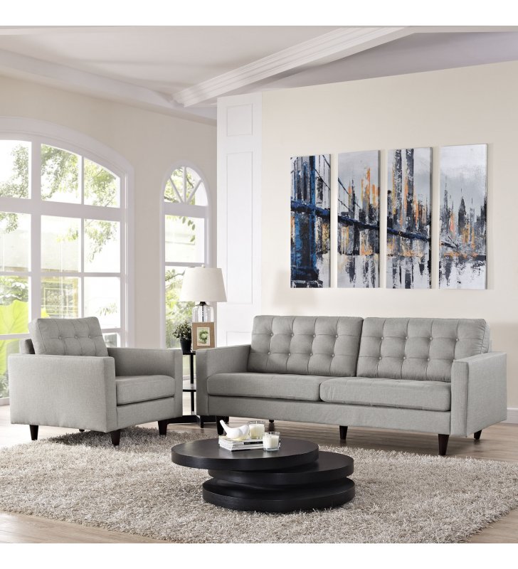 Empress Armchair and Sofa Set of 2 in Light Gray - Lexmod