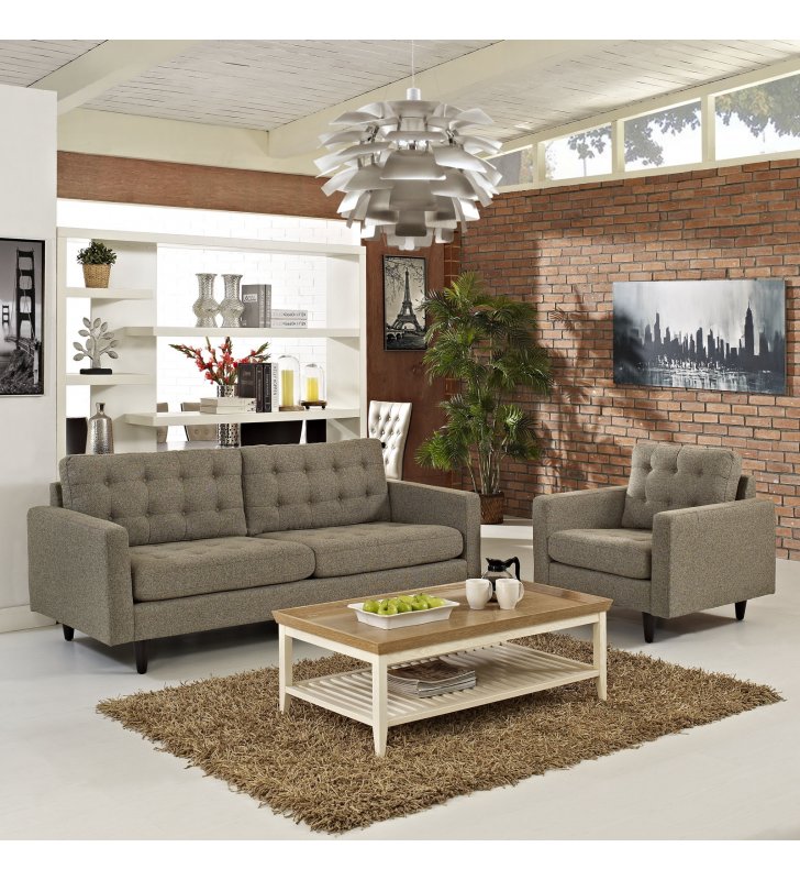 Empress Armchair and Sofa Set of 2 in Oatmeal - Lexmod