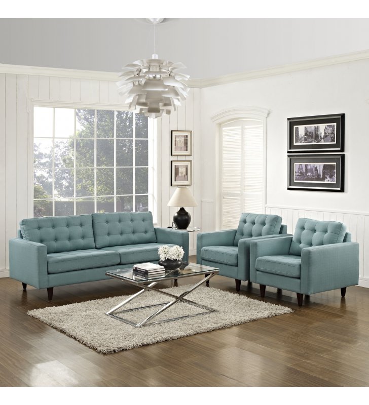 Empress Sofa and Armchairs Set of 3 in Laguna - Lexmod