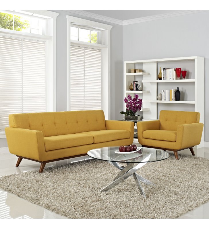 Engage Armchair and Sofa Set of 2 in Citrus - Lexmod