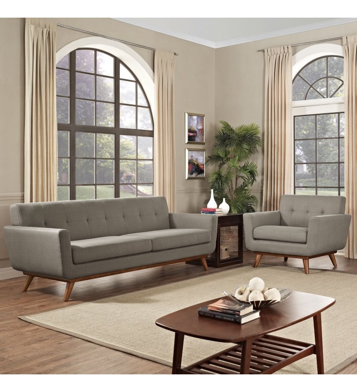 Engage Armchair and Sofa Set of 2 in Granite - Lexmod