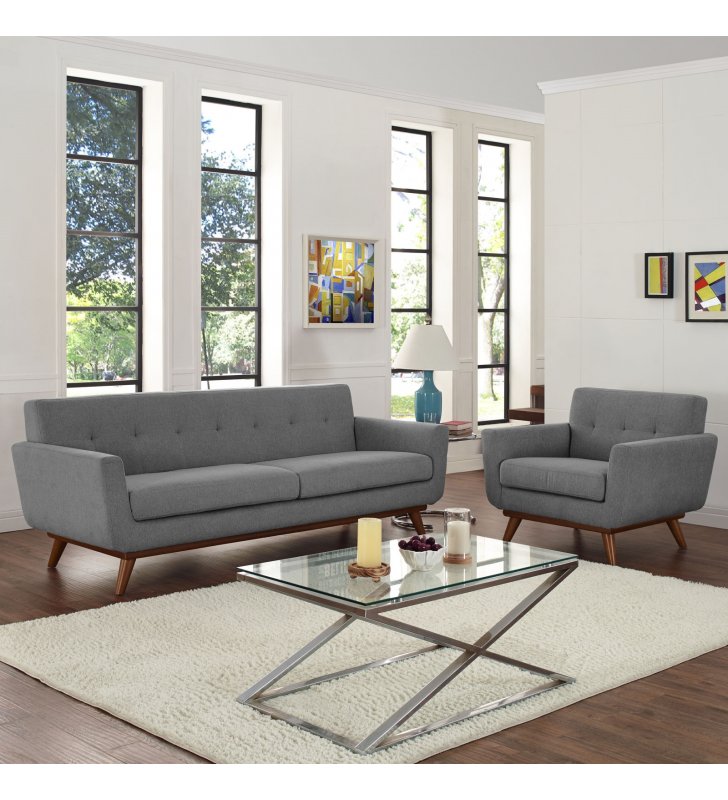 Engage Armchair and Sofa Set of 2 in Expectation Gray - Lexmod