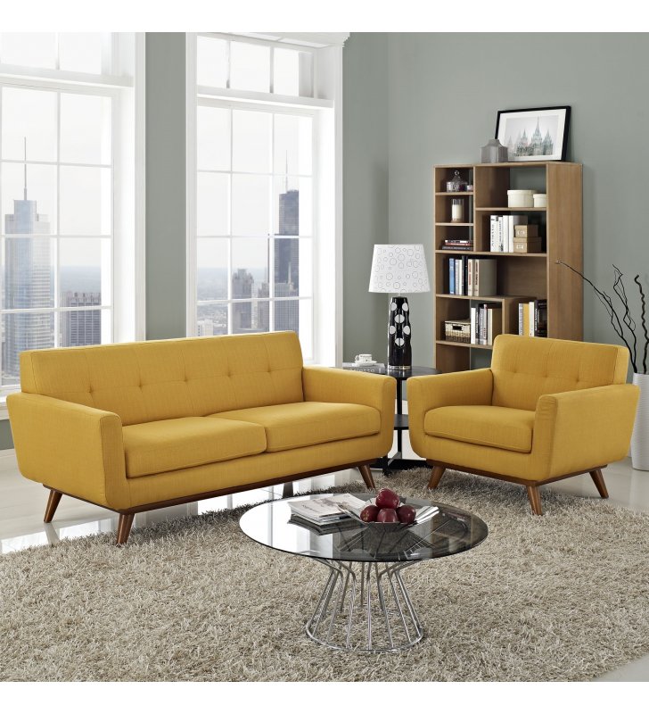 Engage Armchair and Loveseat Set of 2 in Citrus - Lexmod