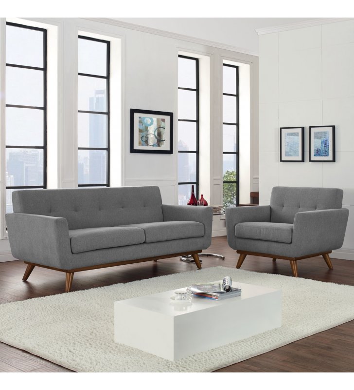 Engage Armchair and Loveseat Set of 2 in Expectation Gray - Lexmod