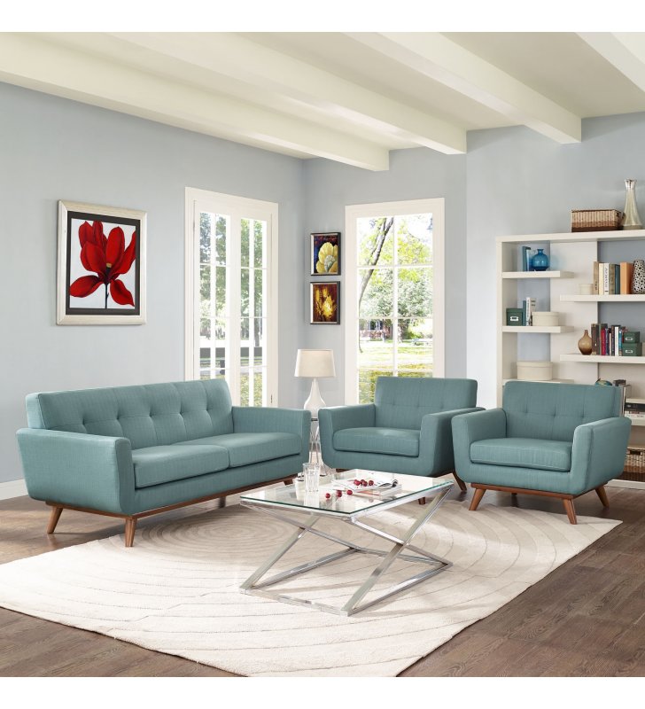 Engage Armchairs and Loveseat Set of 3 in Laguna - Lexmod