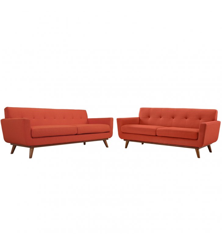 Engage Loveseat and Sofa Set of 2 in Atomic Red - Lexmod