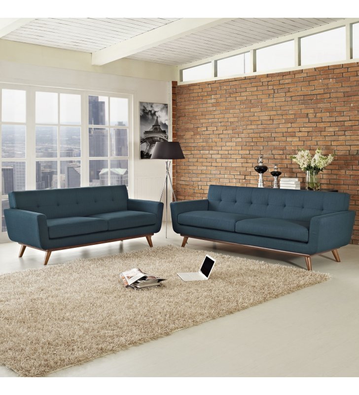 Engage Loveseat and Sofa Set of 2 in Azure - Lexmod