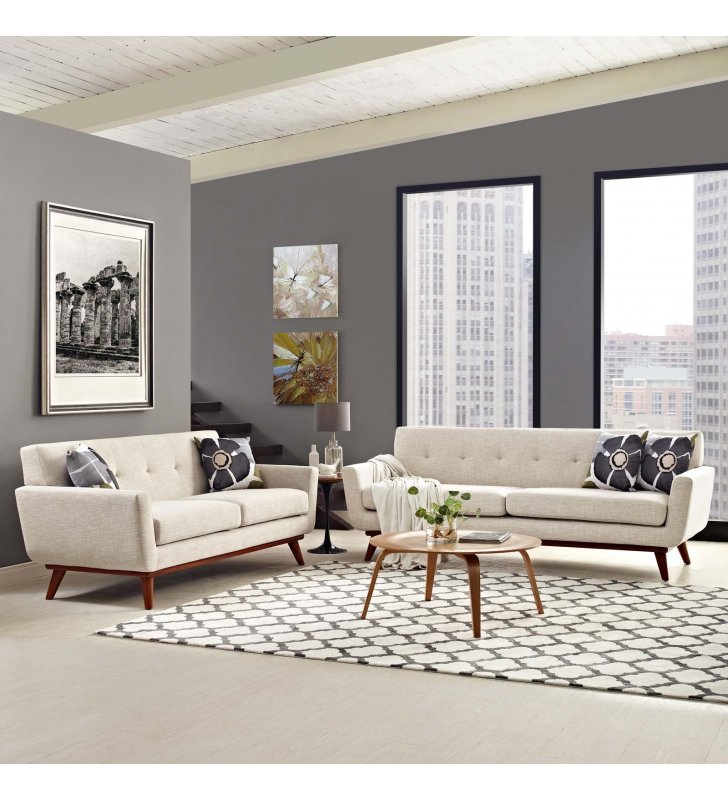 Engage Loveseat and Sofa Set of 2 in Beige - Lexmod