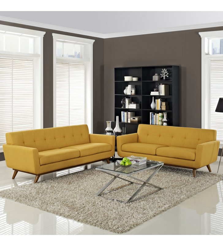 Engage Loveseat and Sofa Set of 2 in Citrus - Lexmod