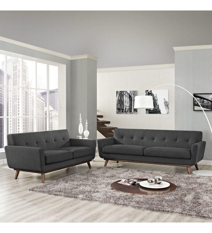 Engage Loveseat and Sofa Set of 2 in Gray - Lexmod