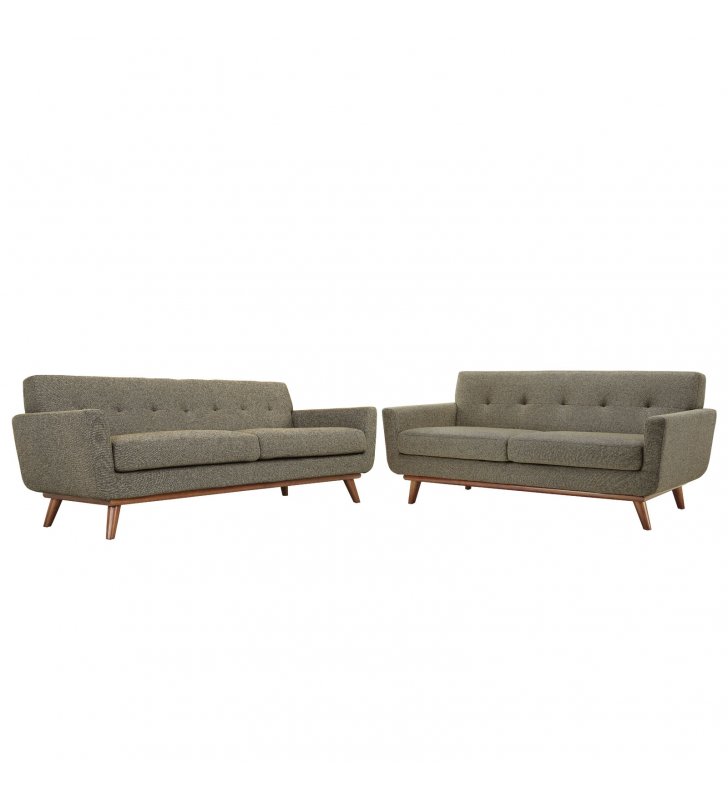 Engage Loveseat and Sofa Set of 2 in Oat - Lexmod