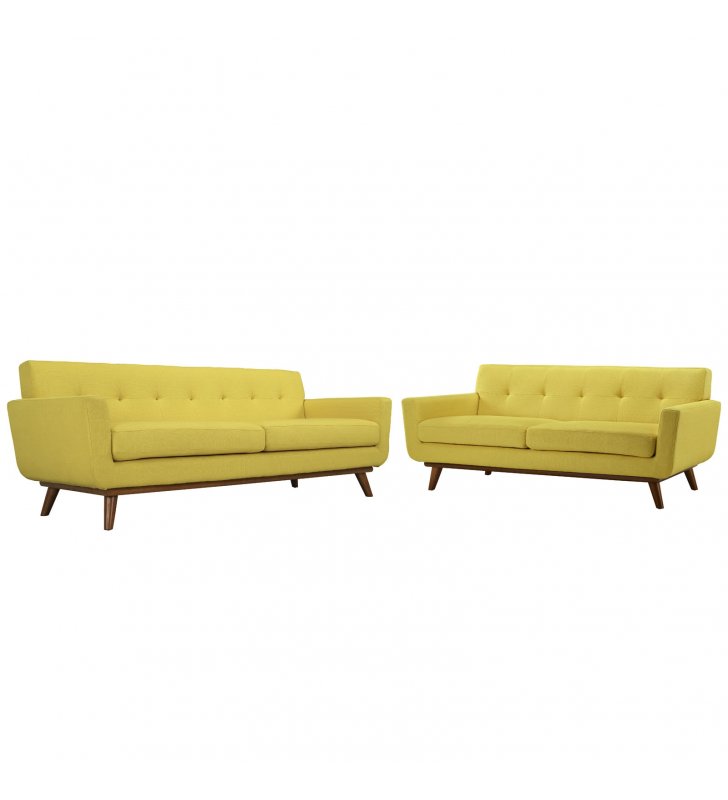 Engage Loveseat and Sofa Set of 2 in Sunny - Lexmod