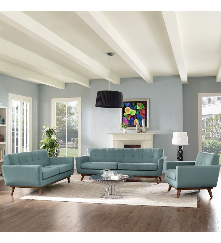 Engage Sofa Loveseat and Armchair Set of 3 in Laguna - Lexmod