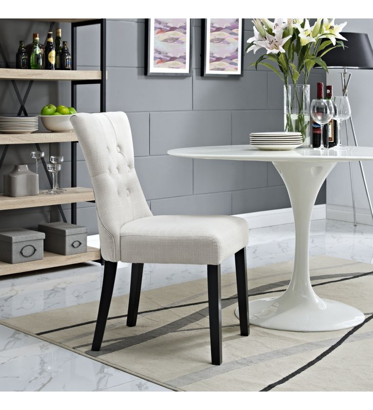 Silhouette Dining Side Chair in Beige - Lexmod