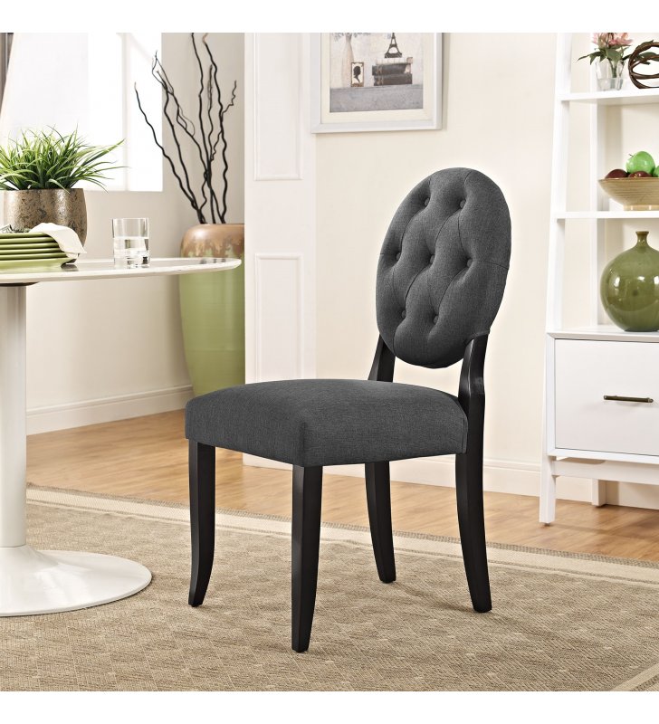 Button Dining Side Chair in Gray - Lexmod