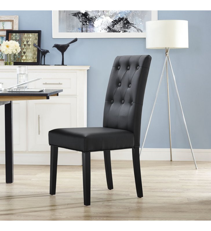 Confer Dining Vinyl Side Chair in Black - Lexmod