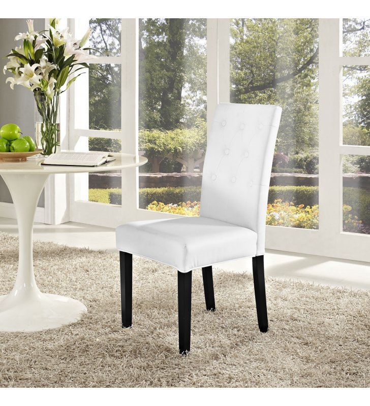 Confer Dining Vinyl Side Chair in White - Lexmod