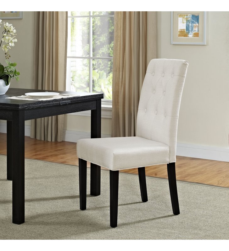 Confer Dining Fabric Side Chair in Beige - Lexmod