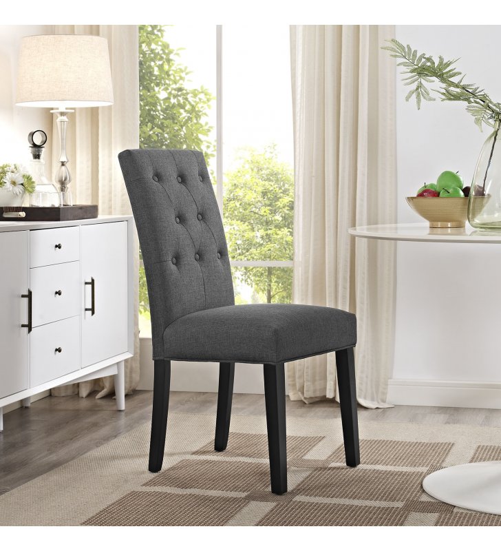 Confer Dining Fabric Side Chair in Gray - Lexmod