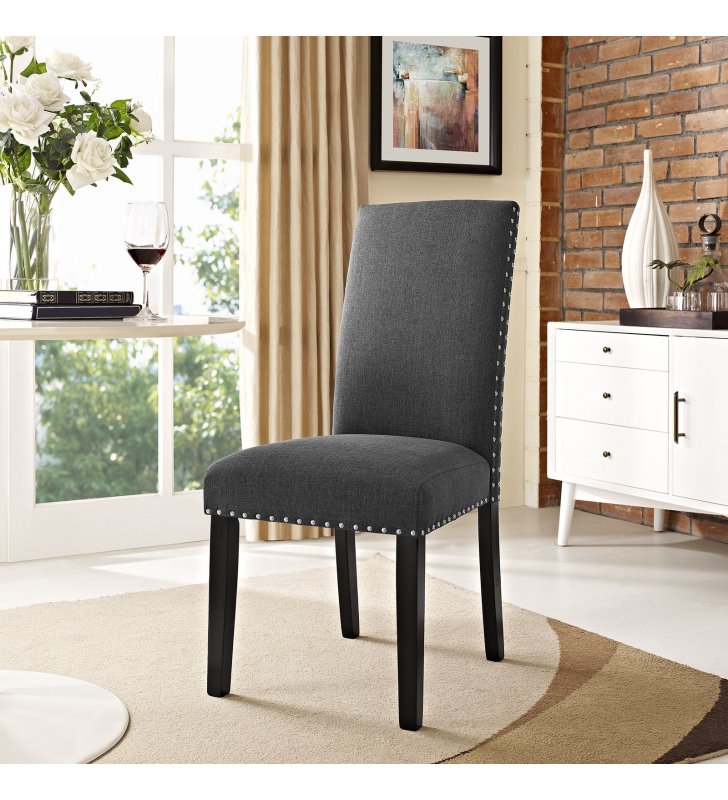 Parcel Dining Upholstered Fabric Side Chair in Gray - Lexmod