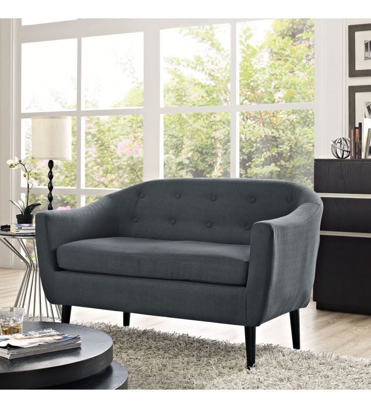 Wit Upholstered Fabric Loveseat in Gray - Lexmod