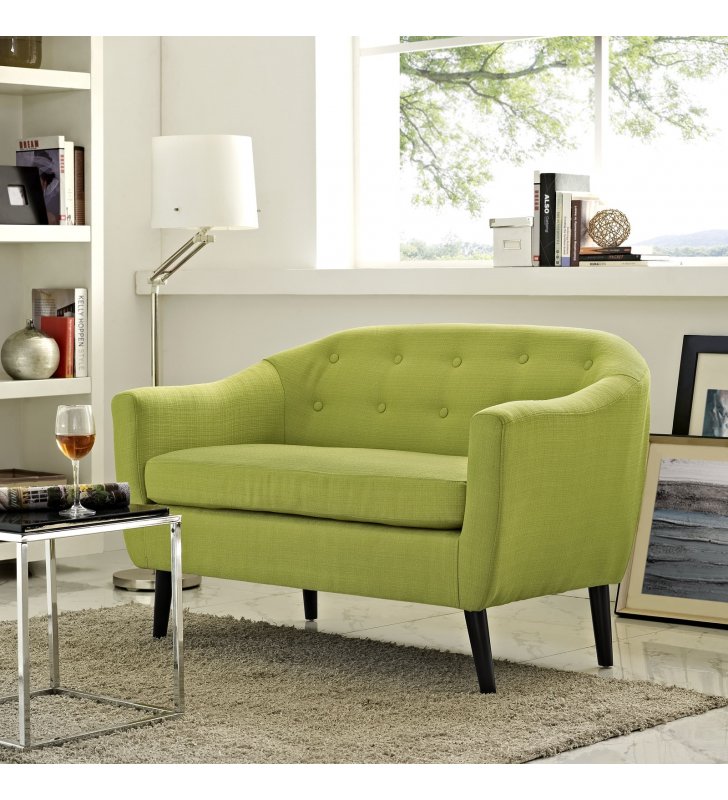 Wit Upholstered Fabric Loveseat in Wheatgrass - Lexmod