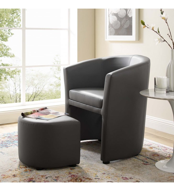 Divulge Armchair and Ottoman in Gray - Lexmod