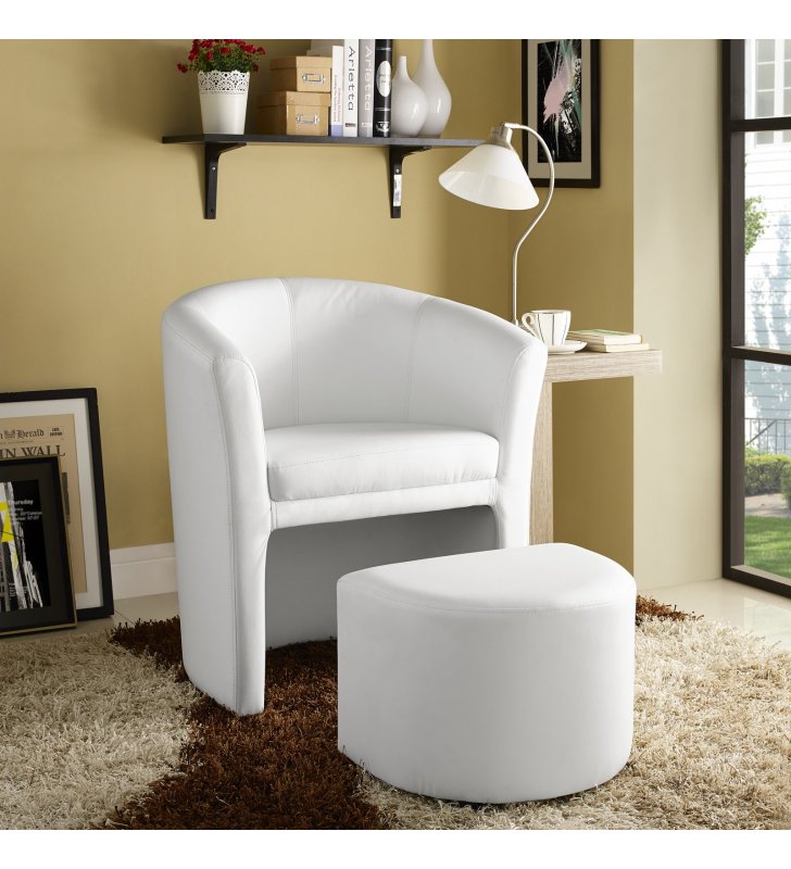 Divulge Armchair and Ottoman in White - Lexmod