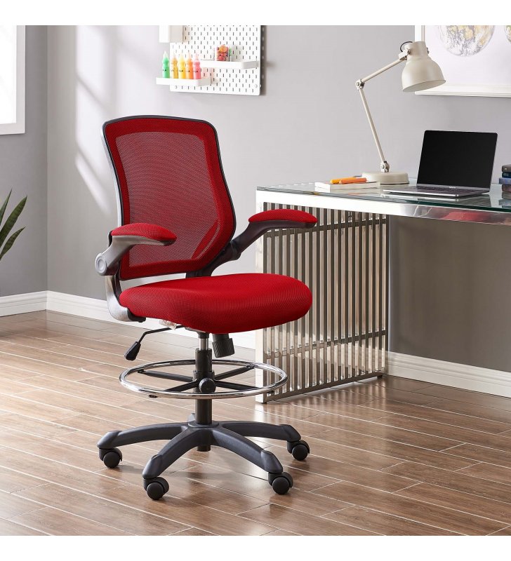 Veer Drafting Chair in Red - Lexmod