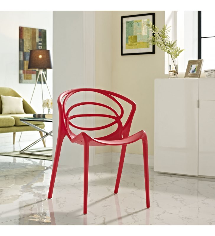 Locus Dining Side Chair in Red - Lexmod