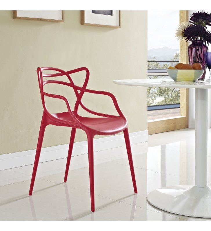 Entangled Dining Armchair in Red - Lexmod