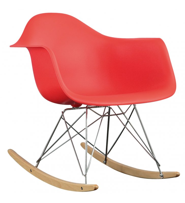 Rocker Plastic Lounge Chair in Red - Lexmod