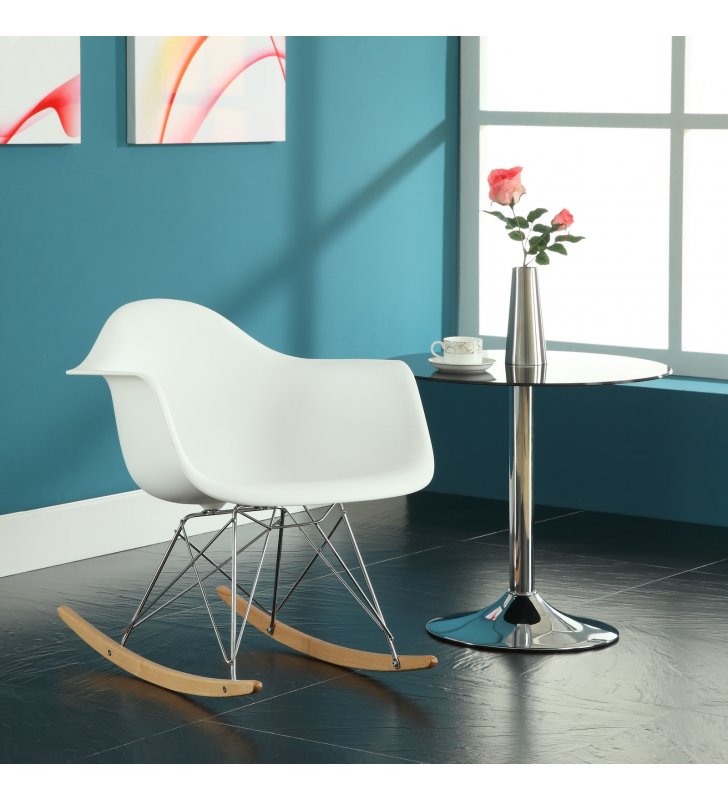 Rocker Plastic Lounge Chair in White - Lexmod