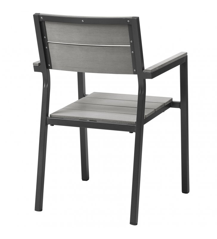 Maine Dining Outdoor Patio Armchair in Brown Gray - Lexmod