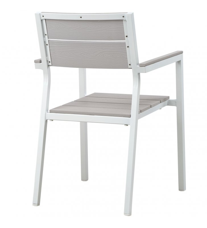 Maine Dining Outdoor Patio Armchair in White Light Gray - Lexmod