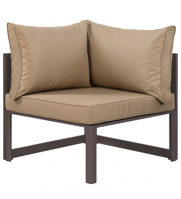 Fortuna Corner Outdoor Patio Armchair in Brown Mocha - Lexmod