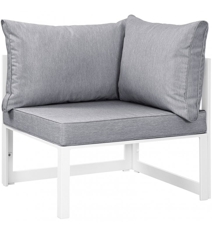Fortuna Corner Outdoor Patio Armchair in White Gray - Lexmod