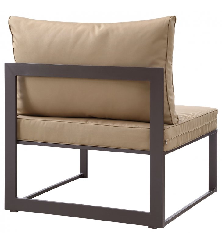 Fortuna Armless Outdoor Patio Chair in Brown Mocha - Lexmod