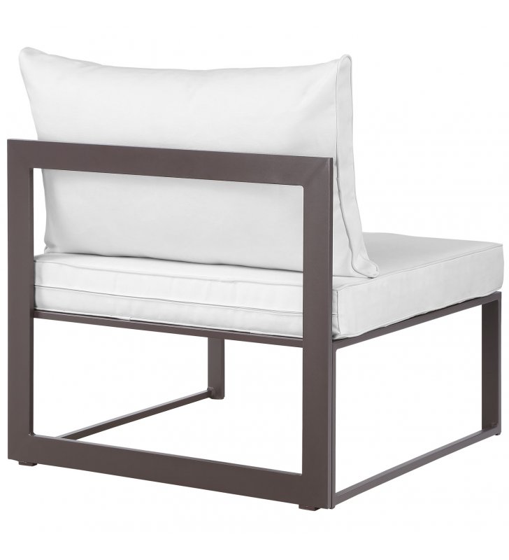 Fortuna Armless Outdoor Patio Chair in Brown White - Lexmod