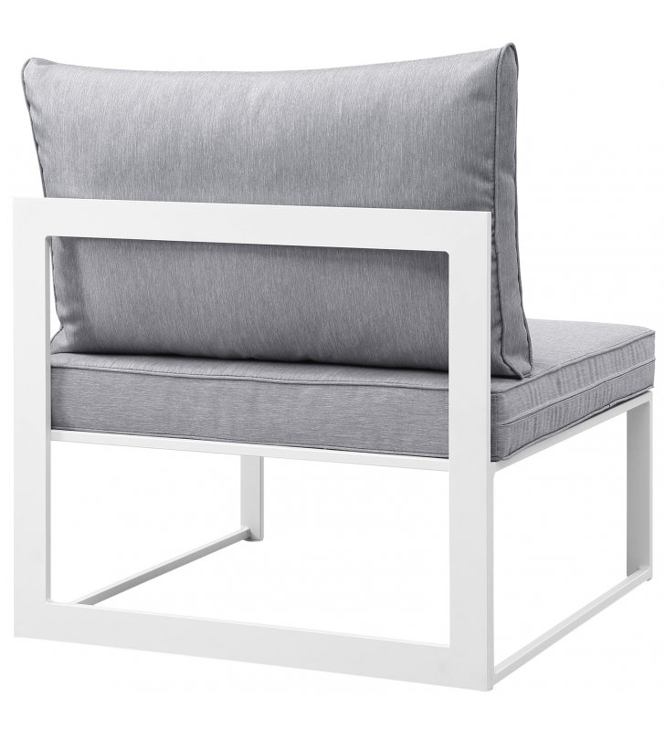 Fortuna Armless Outdoor Patio Chair in White Gray - Lexmod