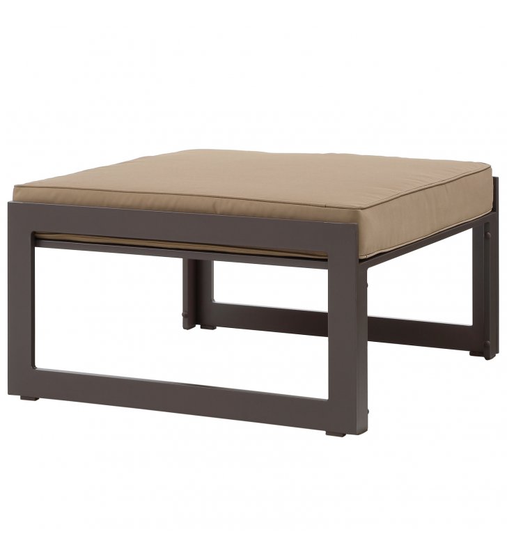 Fortuna Outdoor Patio Ottoman in Brown Mocha - Lexmod