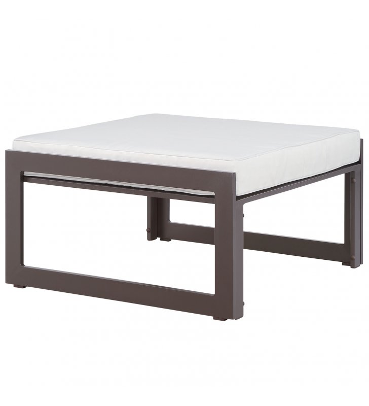 Fortuna Outdoor Patio Ottoman in Brown White - Lexmod