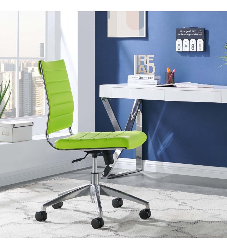 Jive Armless Mid Back Office Chair in Bright Green - Lexmod