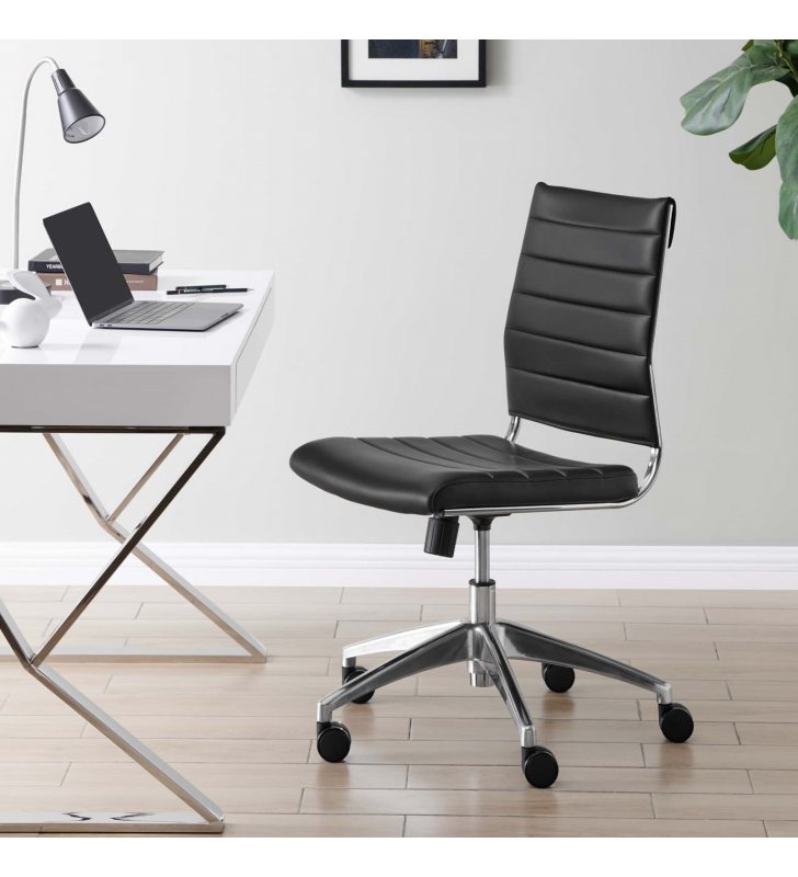 Jive Armless Mid Back Office Chair in Black - Lexmod